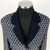 SNY Kırlangıç Yaka Çelik Örgü Uzun Lacivert Kadın Yünlü Triko Palto - 8