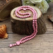 Hediyelik Şal, Kokulu Tesbih, Kişiye Özel İsim Pleksi, Kurdela İle Süslenmiş - Pembe - 5