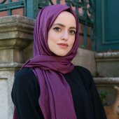 Hediyelik Şal, Kokulu Tesbih, Kişiye Özel İsim Pleksi, Kurdela İle Süslenmiş - Mor - 4