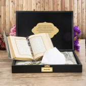 Hediyelik Ahşap Kutu, Seccade, Kuran-ı Kerim, Tesbih 33lü, Takkeli Set - 2