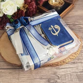 Hediyelik Seccade, Kadife Kur'an-ı Kerim, İnci Tesbih, Şal, Süslemeli Asetat Kutulu (26×23) Set - 8