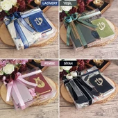 Hediyelik Seccade, Kadife Kur'an-ı Kerim, İnci Tesbih, Şal, Süslemeli Asetat Kutulu (26×23) Set - 1