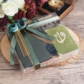 Hediyelik Seccade, Kadife Kur'an-ı Kerim, İnci Tesbih, Şal, Süslemeli Asetat Kutulu (26×23) Set - 6