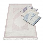 Hediyelik Kadife Kaplı Yasin Kitabı, Seccade, Şal, İnci Tesbih, Asetat Kutulu (26×23) Set-Pembe - 4
