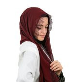 Bordo İğne Oyalı Şal - 1