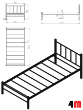 Metal Karyola Yatak 90x190 cm Yatağa Uygun ..Ücretsiz Kargo.. - 3