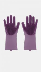 Kapris Silikon Bulaşık Temizlik Eldiveni Mürdüm - 2