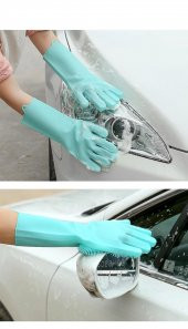 Kapris Silikon Bulaşık Temizlik Eldiveni Mürdüm - 4