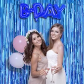 Ekstra Metalize Mavi Renk Saçaklı Arka Fon Perde 1x2 metre thumbnail 6