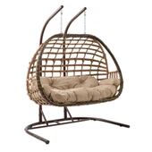 Capri Swing Oylat Çiftli Rattan Bahçe Salıncağı | Balkon Salıncağı - 3