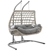 Capri Swing Cunda Çiftli Rattan Bahçe Salıncağı | Balkon Salıncağı - 1