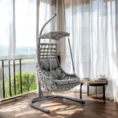 Capri Swing Alaçatı Tekli Rattan Bahçe Salıncağı | Balkon Salıncağı - 10