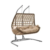 Capri Swing Cunda Çiftli Rattan Bahçe Salıncağı | Balkon Salıncağı - 5