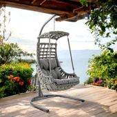 Capri Swing Alaçatı Tekli Rattan Bahçe Salıncağı | Balkon Salıncağı - 11