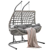 Capri Swing Cunda Çiftli Rattan Bahçe Salıncağı | Balkon Salıncağı - 11