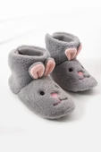 Albishoes Kadın Tavşan Figürlü Ev Botu Panduf Anne Çocuk Yumuşak Rahat Sessiz Taban Ev Ayakkabısı - 4
