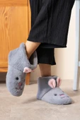 Albishoes Kadın Tavşan Figürlü Ev Botu Panduf Anne Çocuk Yumuşak Rahat Sessiz Taban Ev Ayakkabısı - 3