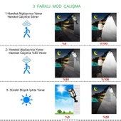 HyMark 249 LED Güneş Enerjili 3 Modlu Şarjlı Kumandalı Solar Aydınlatma Lamba - 3