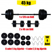 45 kg Halter Seti ve Dambıl Seti. Üreticiden Halka Ücretsiz ve Hızlı Kargo. 2 Yıl Garantili - 2