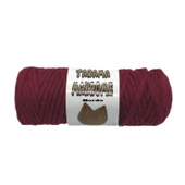 Taranabilir Makrome İpi Taranan Makrame Pamuk İpliği 5 MM 250 GR  Bordo - 1