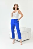FTZ Women Kadın Dar Paça Düğmeli Pantolon  Saks Mavi 30779 thumbnail 4
