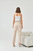 FTZ Women Kadın Lastikli Pleli Dar Paça Pantolon  Beige 30744 thumbnail 7