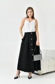 FTZ Women Kadın Düğmeli Etek  Siyah 30819 thumbnail 3