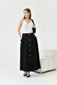 FTZ Women Kadın Düğmeli Etek  Siyah 30819 thumbnail 6
