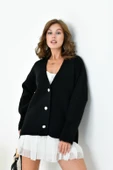 FTZ Women Kadın Kol Detaylı Hırka  Siyah 20826 thumbnail 3