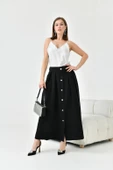 FTZ Women Kadın Düğmeli Etek  Siyah 30819 thumbnail 5