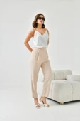 FTZ Women Kadın Lastikli Pleli Dar Paça Pantolon  Beige 30744 thumbnail 1