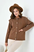 FTZ Women Kadın Kol Detaylı Hırka  Kahve 20807 thumbnail 1