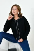 FTZ Women Kadın İnci Detaylı Hırka  Siyah 20808 thumbnail 2