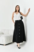 FTZ Women Kadın Düğmeli Etek  Siyah 30819 thumbnail 1