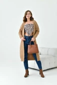 FTZ Women Kadın Saç Örgülü Hırka  Camel 20728 - 2