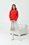 FTZ Women Kadın Gold Düğme Detalı Hırka  Kırmızı 20700 thumbnail 5