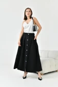 FTZ Women Kadın Düğmeli Etek  Siyah 30819 thumbnail 2