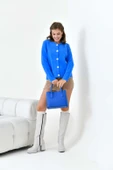 FTZ Women Kadın Düğme Detaylı Hırka  Mavi 20788 thumbnail 2