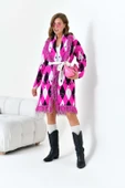 FTZ Women Kadın Baklava Desenli Giyçık  Fuşya 20519 thumbnail 4