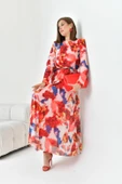 FTZ Women Kadın Desenli Elbise  Mercan 30842 - 3