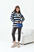 FTZ Women Kadın Çizgi Detaylı Kazak  Taş 20726 thumbnail 5