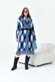 FTZ Women Kadın Baklava Desenli Giyçık  İndigo 20519 - 4