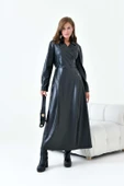FTZ Women Kadın Deri Elbise  Siyah 30930 thumbnail 5