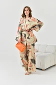 FTZ Women Kadın Varak Detay Kimono Takım  Beige 30811 thumbnail 1