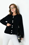 FTZ Women Kadın Düğme Detaylı Sakal Hırka  Siyah 20843 - 2