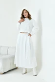 FTZ Women Kadın Bebe Yaka Etekli İki İp Takım  Ekru 30967 thumbnail 4