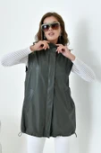 FTZ Women Kadın Deri Yelek  Haki 30926 - 5