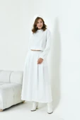 FTZ Women Kadın Bebe Yaka Etekli İki İp Takım  Ekru 30967 thumbnail 5