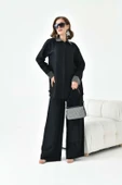 FTZ Women Kadın Yakası Ve Kolu Taşlı Takım  Siyah 30781 thumbnail 4