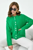 FTZ Women Kadın Düğme Detaylı Sakal Hırka Yeşil 20843 - 2